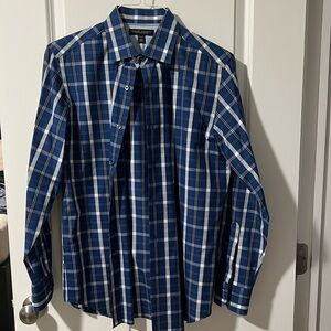 Banana Republic non iron slim fit size small blue plaid button down shirt